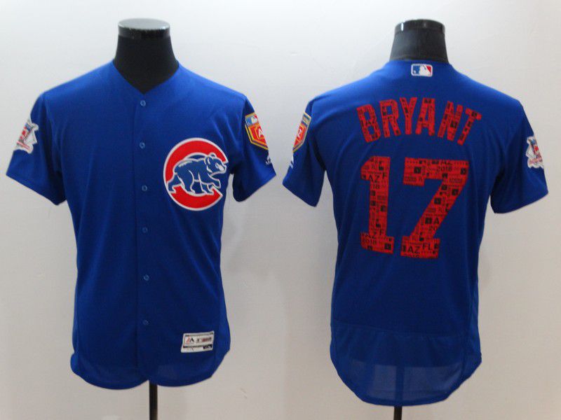 Men Chicago Cubs #17 Bryant Blue Elite Spring Edition MLB Jerseys